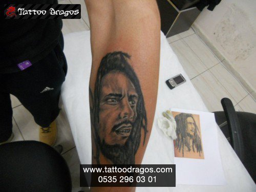 Bob Marley Portre Tattoo
