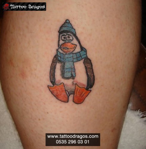 Cartoon Penguen Tattoo