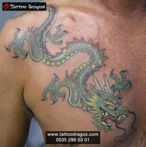 Dragon Renkli Tattoo