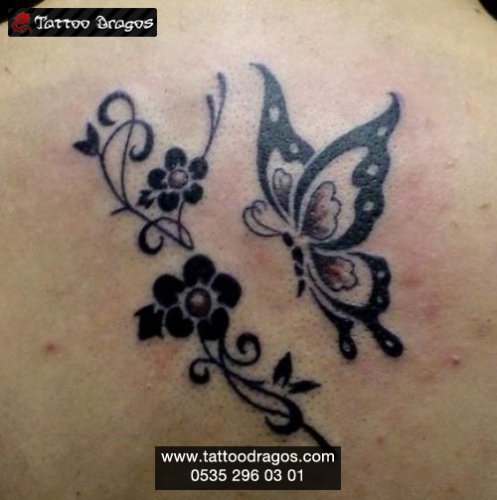 Kelebek Ve Çiçek Tattoo
