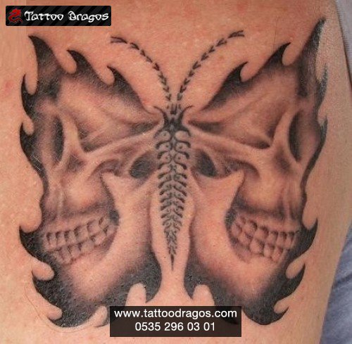 Kurukafa Ve Kelebek Tattoo