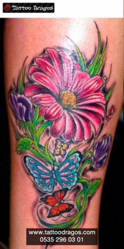 Renkli Çiçekler Tattoo