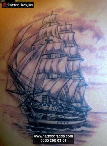 Yat Yelkenli Gemi Tattoo