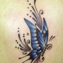 Gölgeli Renkli Kelebek Tattoo