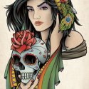 Kadın Gül Kurukafa Tattoo Modeli