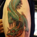 Yırtıklı Dragon Renkli Tattoo