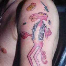 Cartoon Pembe Panter Tattoo