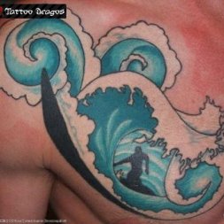 Sörfçü Okyanus Tattoo